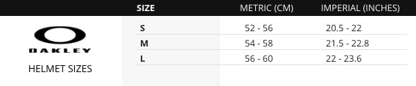 Oakley Helmets Size Chart